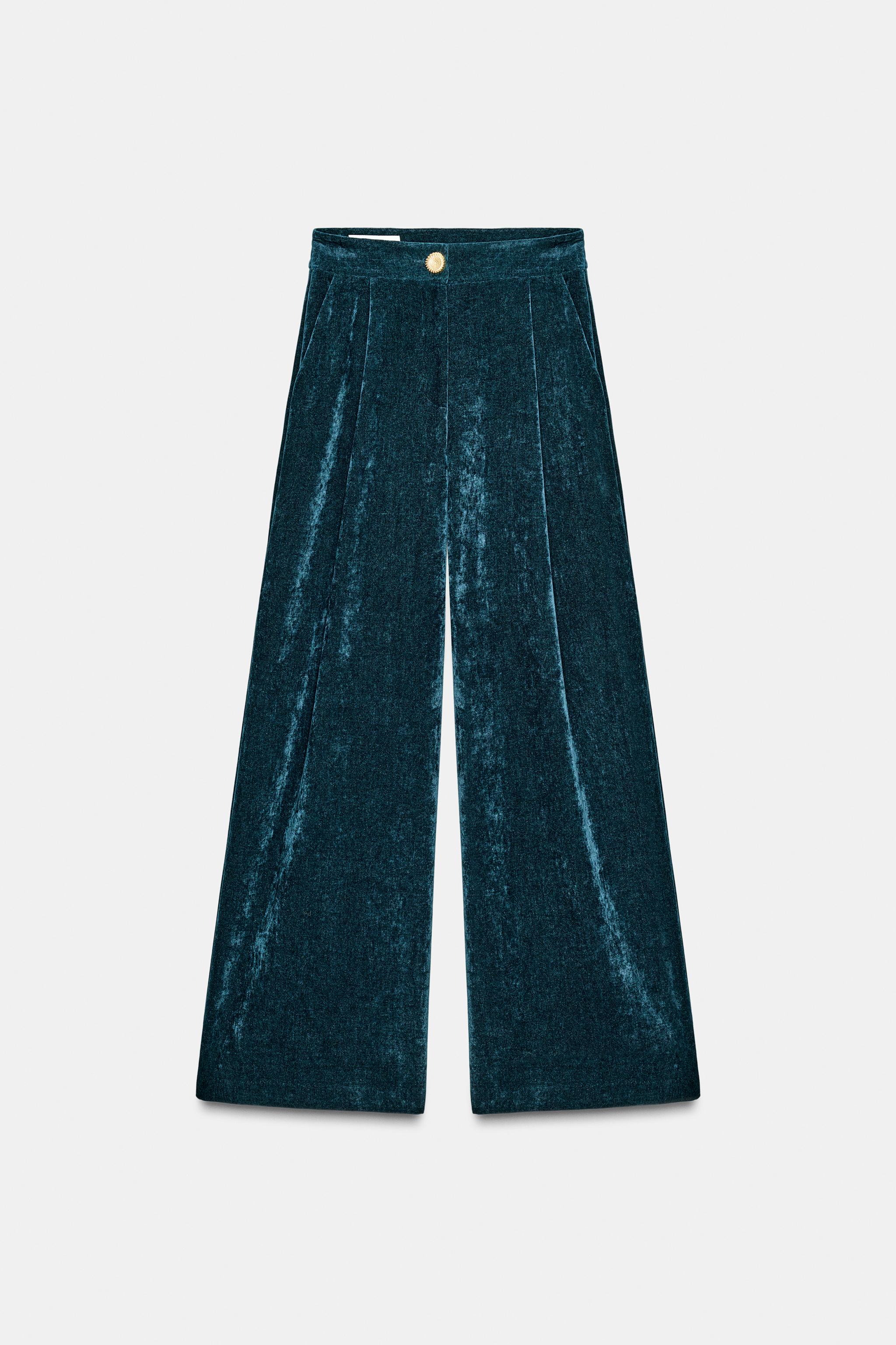 VELVET WIDE LEG PANTS